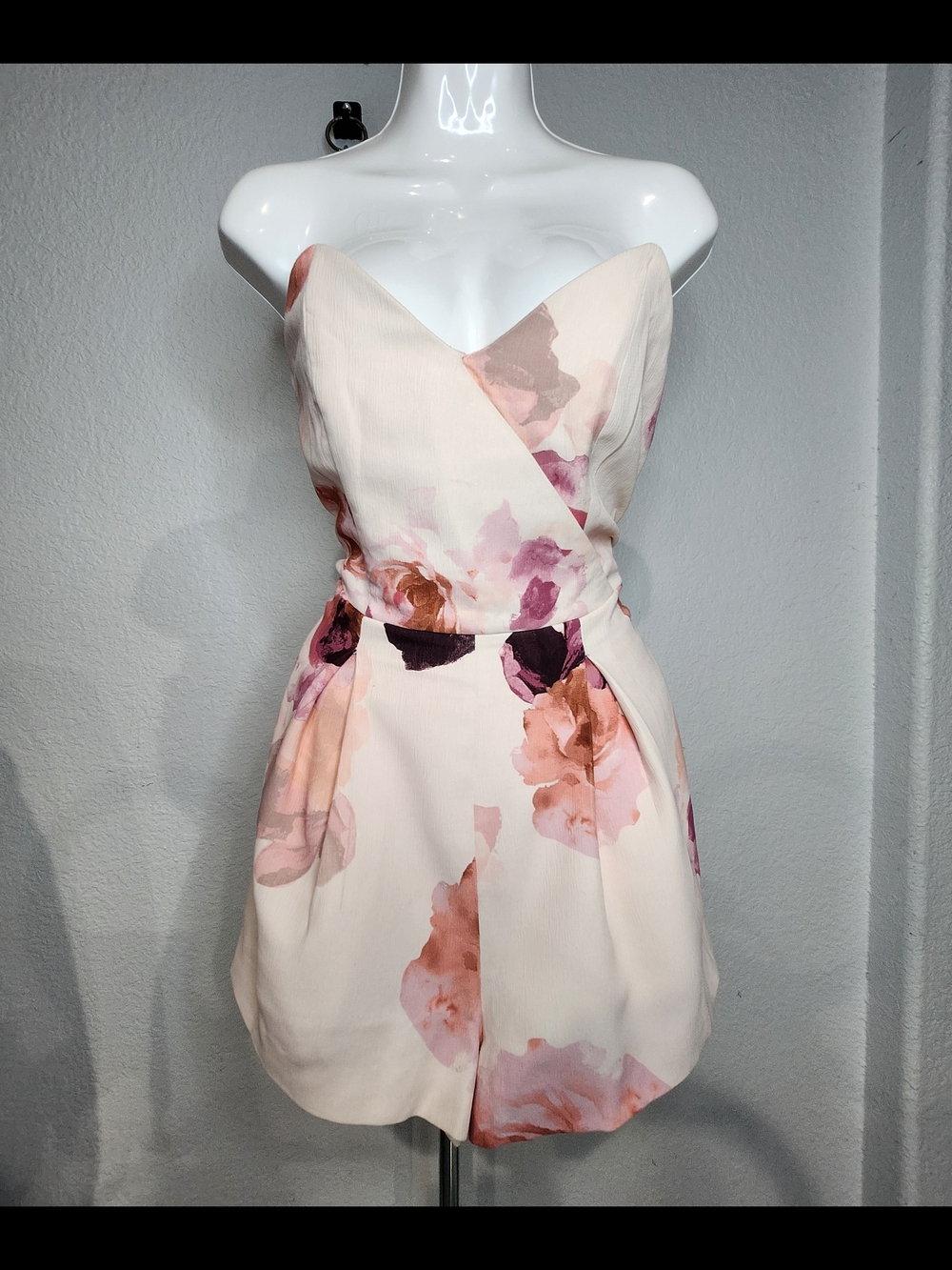 KEEPSAKE the Label Blush Floral Strapless Sweetheart Mini Dress